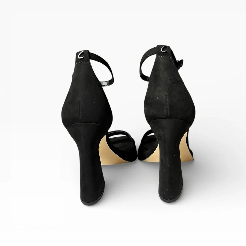 🌻NEW w.box Circus NY by Sam Edelman Holmes Black Suede Ankle Strap Heels sz 9.5